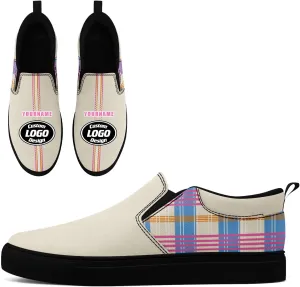 Custom Plaid Slip-On Canvas Shoes Personalized Logo Name Classic Design Comfortable Breathable Casual Summer Sneaker