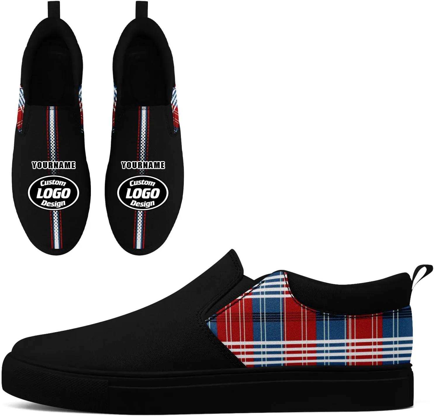 Custom Plaid Slip-On Canvas Shoes Personalized Logo Name Classic Design Comfortable Breathable Casual Summer Sneaker