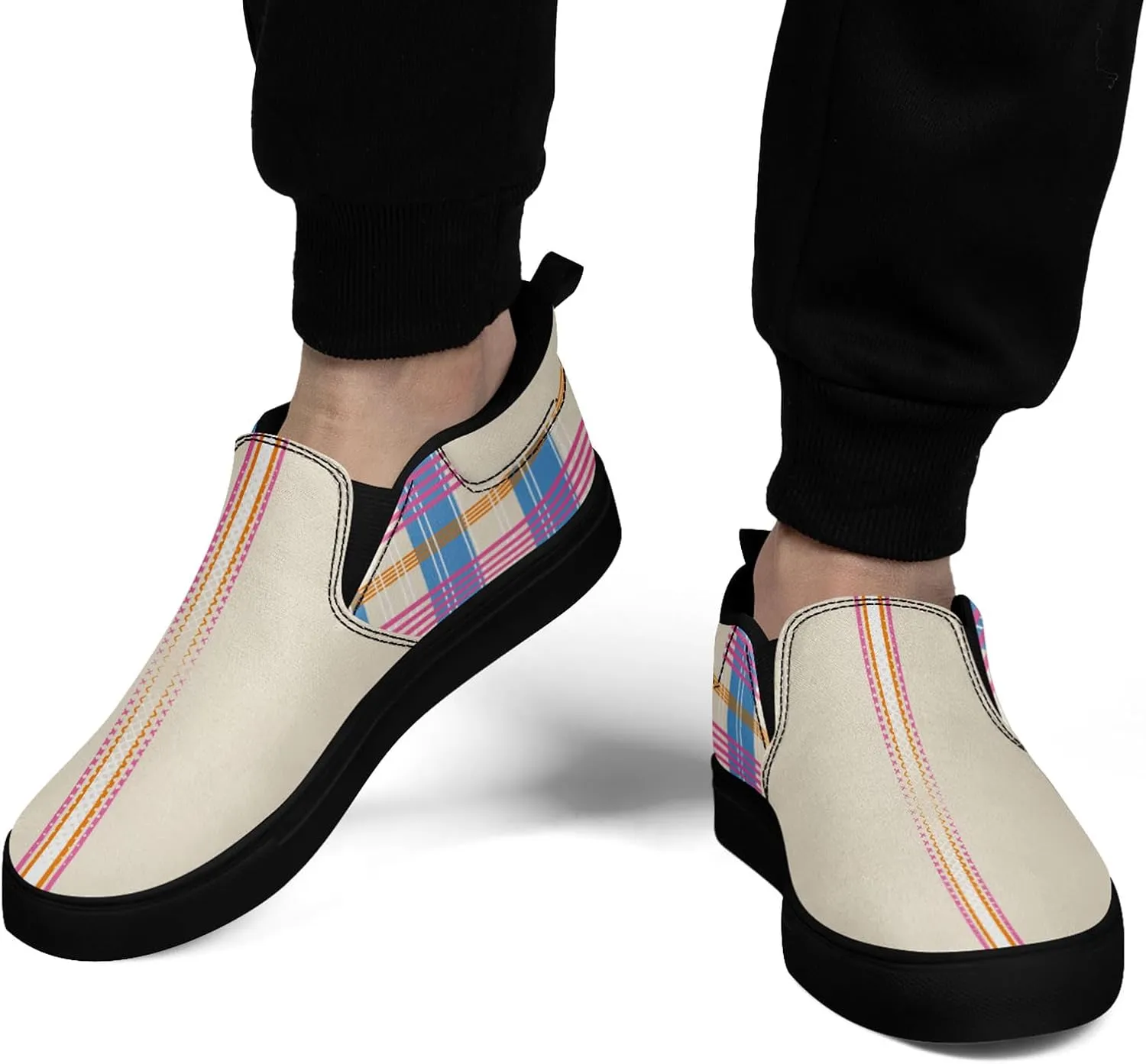 Custom Plaid Slip-On Canvas Shoes Personalized Logo Name Classic Design Comfortable Breathable Casual Summer Sneaker