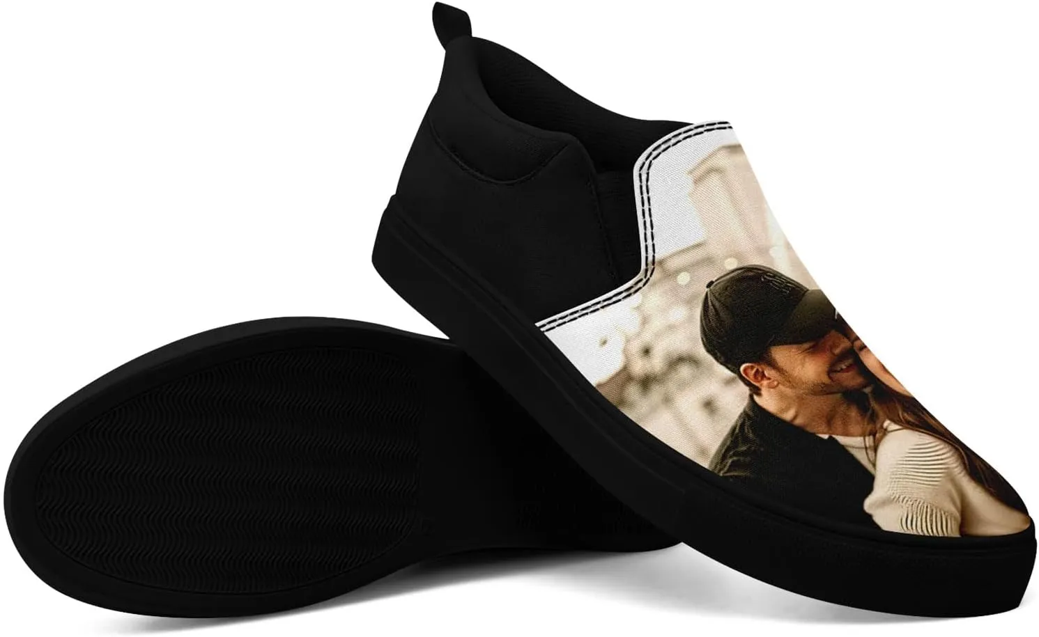 Customizable Slip-on Canvas Shoes Personalized Couple Photo Name Logo Canvas Slip-On Breathable Comfort Flat Sneaker