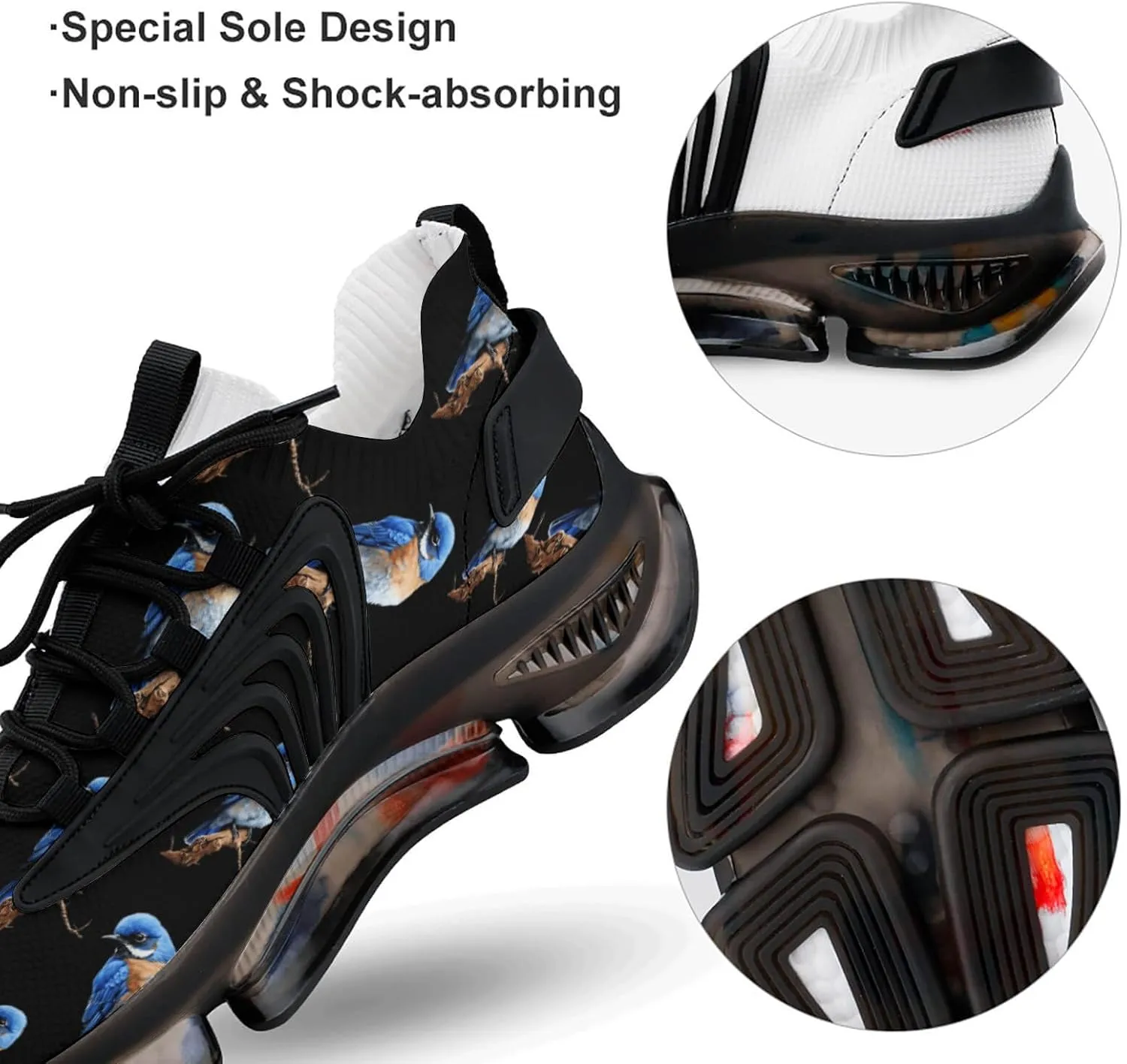 Cute Bird Blue Jay Men's Running Shoes Lightweight Walking Shoe Breathable Sneaker