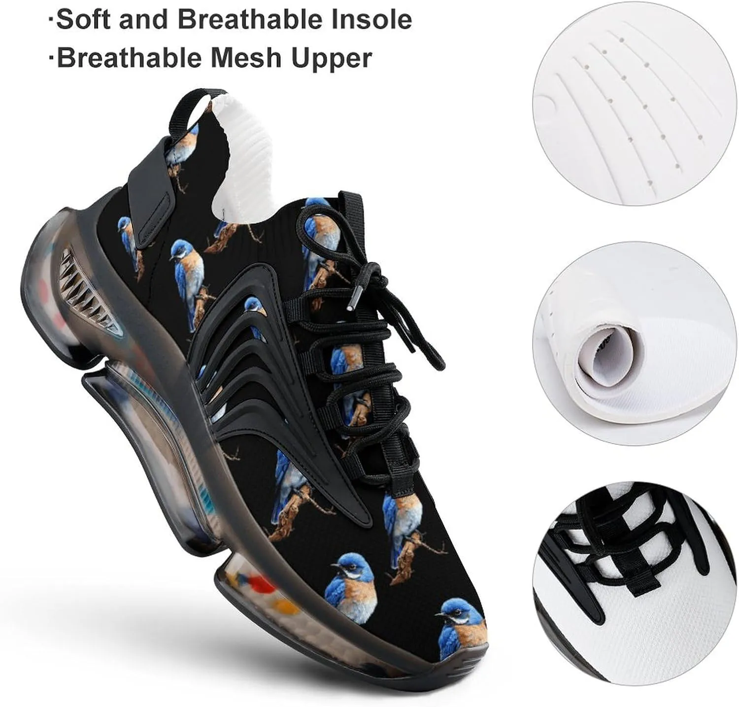 Cute Bird Blue Jay Men's Running Shoes Lightweight Walking Shoe Breathable Sneaker