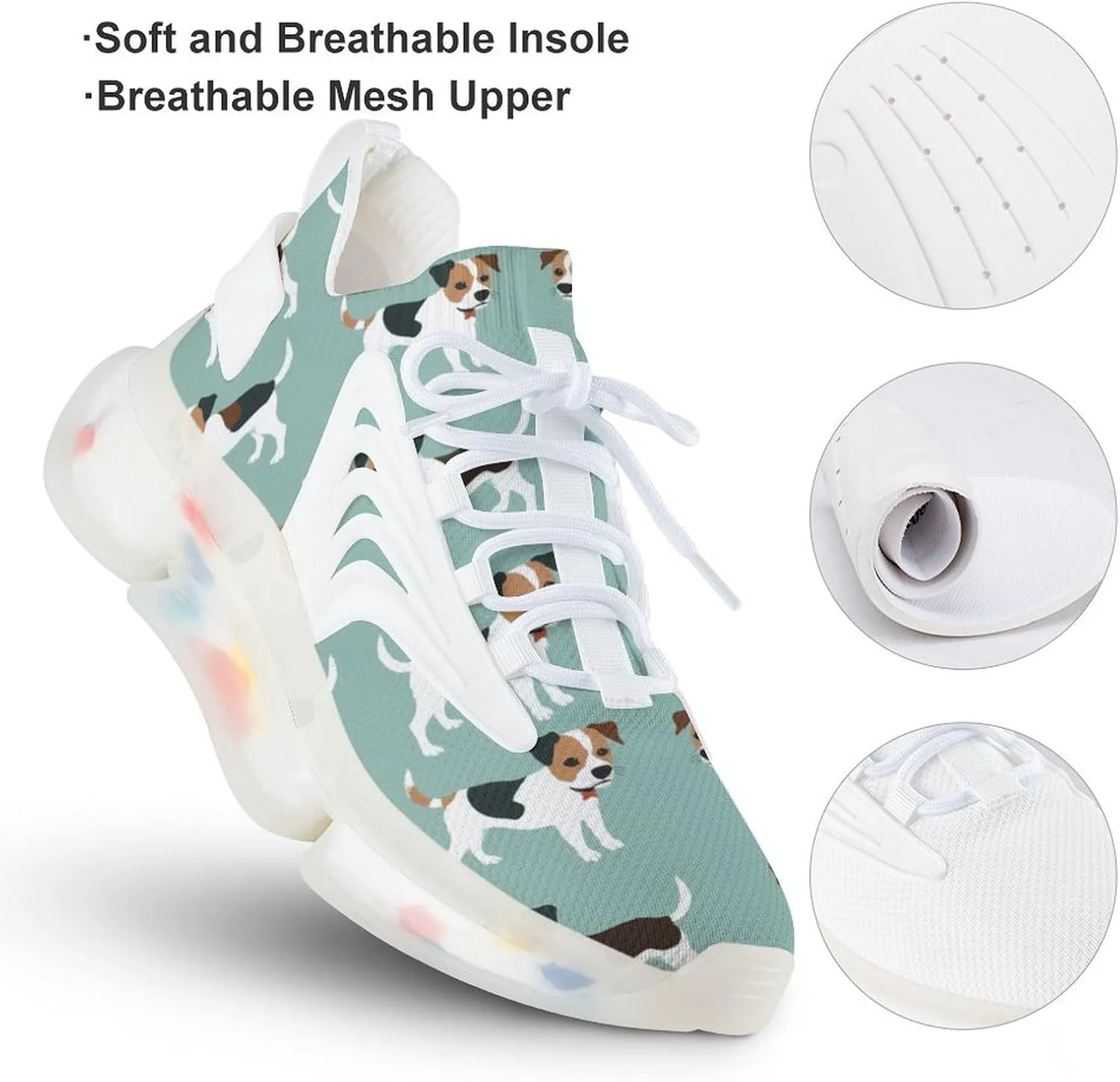 Cute Jack Russell Terrier Dog Men's Running Shoes Lightweight Walking Shoe Breathable Sneaker