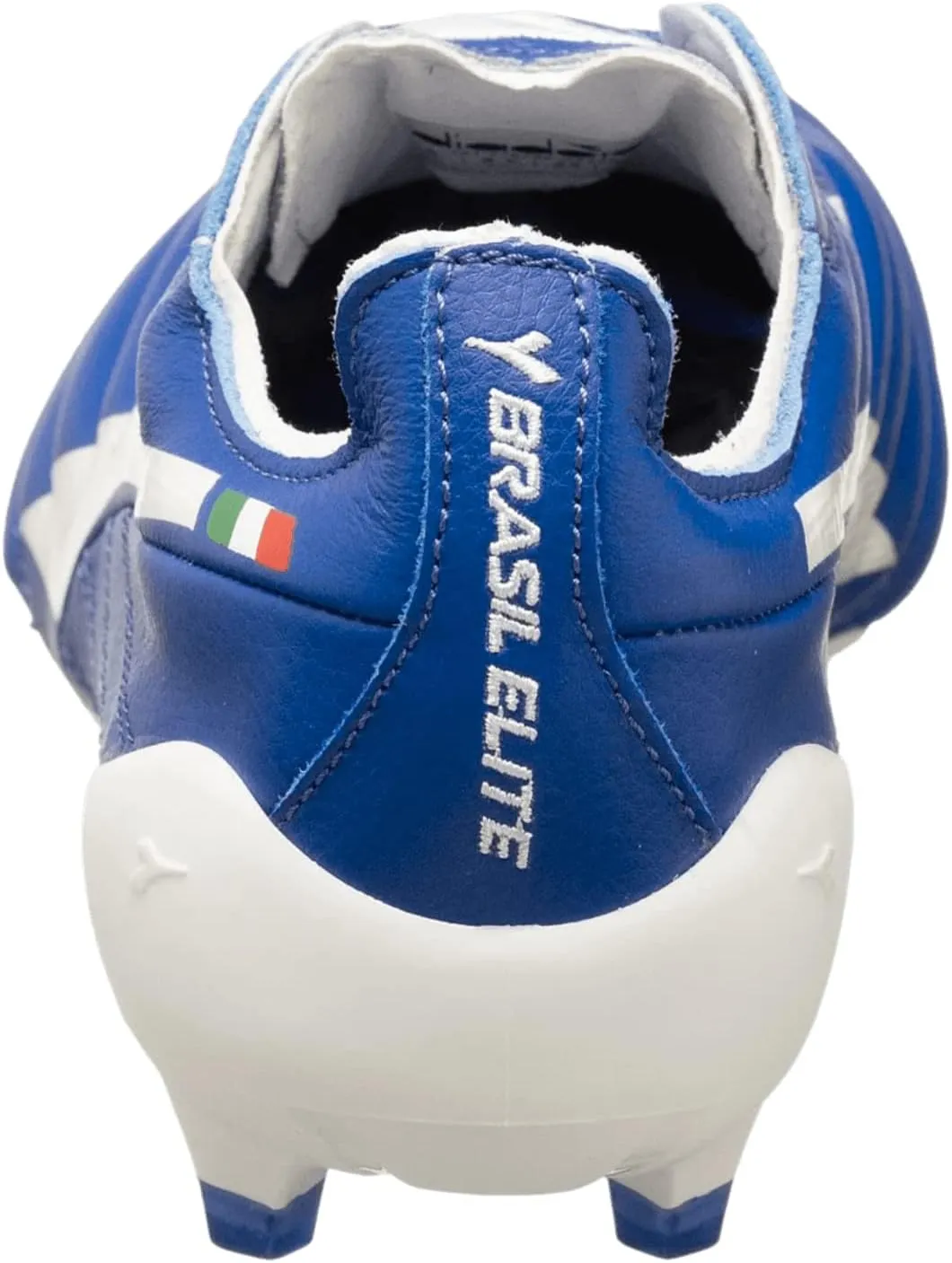 Diadora Brasil Elite 2 Tech ITA LPX Firm Ground Cleats - Premium Quality Leather, Lightweight, Made in Italy Soccer Shoes (Black/White) (Blue/White)