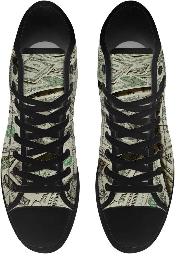 Dollar High Top Canvas Shoes Money High Top Sneakers Lace Up Casual Shoes Gifts for Men Women