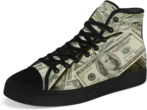 Dollar High Top Canvas Shoes Money High Top Sneakers Lace Up Casual Shoes Gifts for Men Women