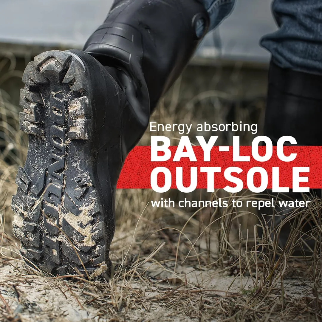 DUNLOP Protective Footwear, Chesapeake Plain Toe, 100% Waterproof, Lightweight and Durable PVC Boots, Slip Resistant, 8677577.09, Size 9 US, Black