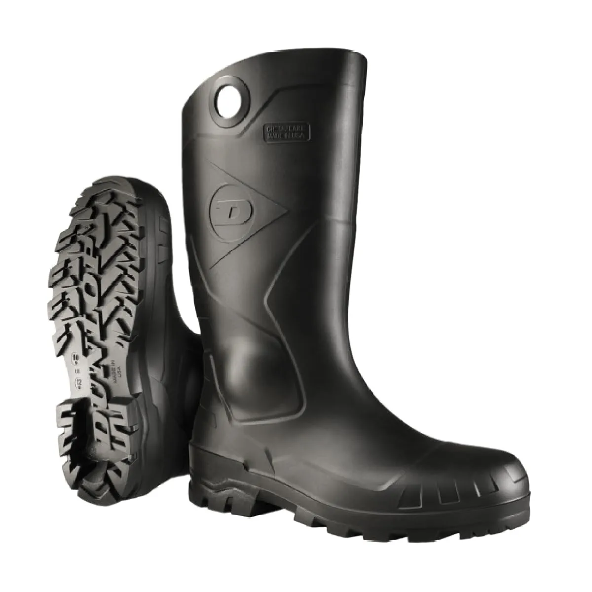 DUNLOP Protective Footwear, Chesapeake Plain Toe, 100% Waterproof, Lightweight and Durable PVC Boots, Slip Resistant, 8677577.09, Size 9 US, Black