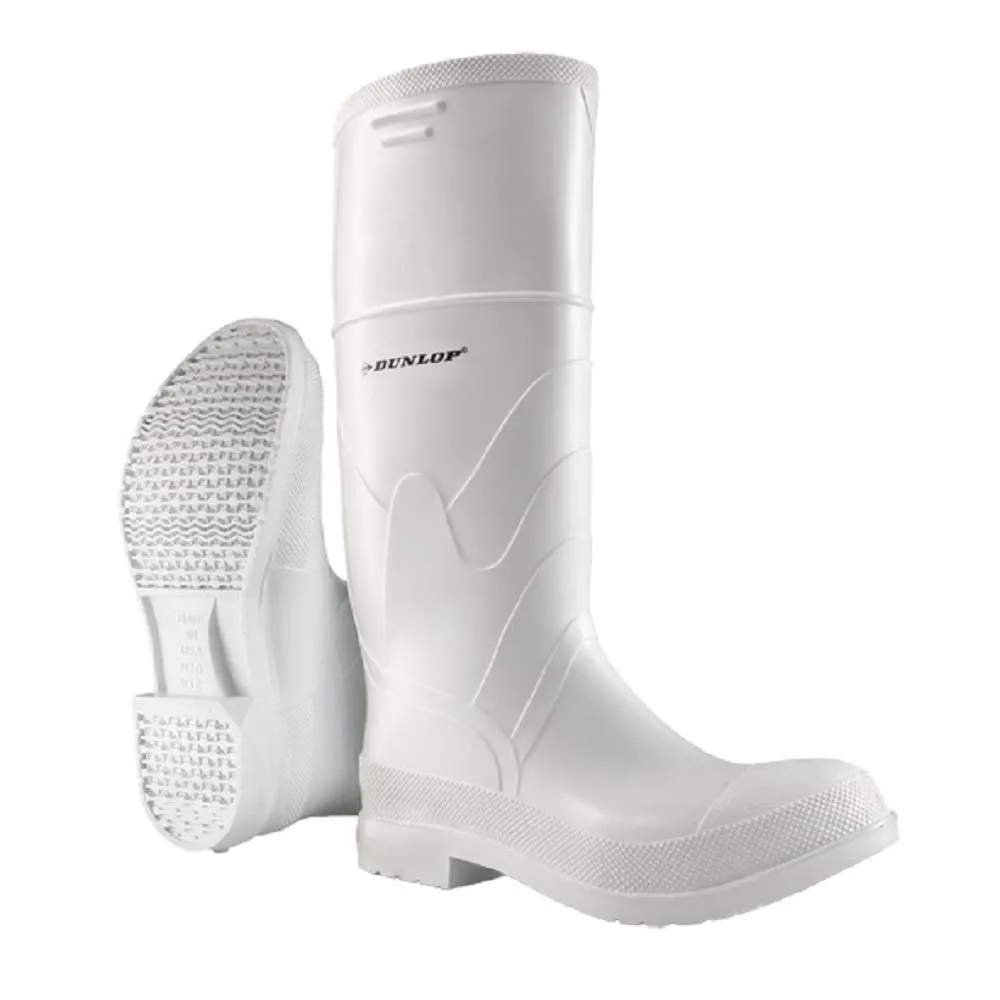 DUNLOP Protective Footwear, Steel Toe White Safety Lock, 100% Waterproof PVC, Lightweight and Durable Protective Footwear, Slip-Resistant, 8101200.09, Size 9 US