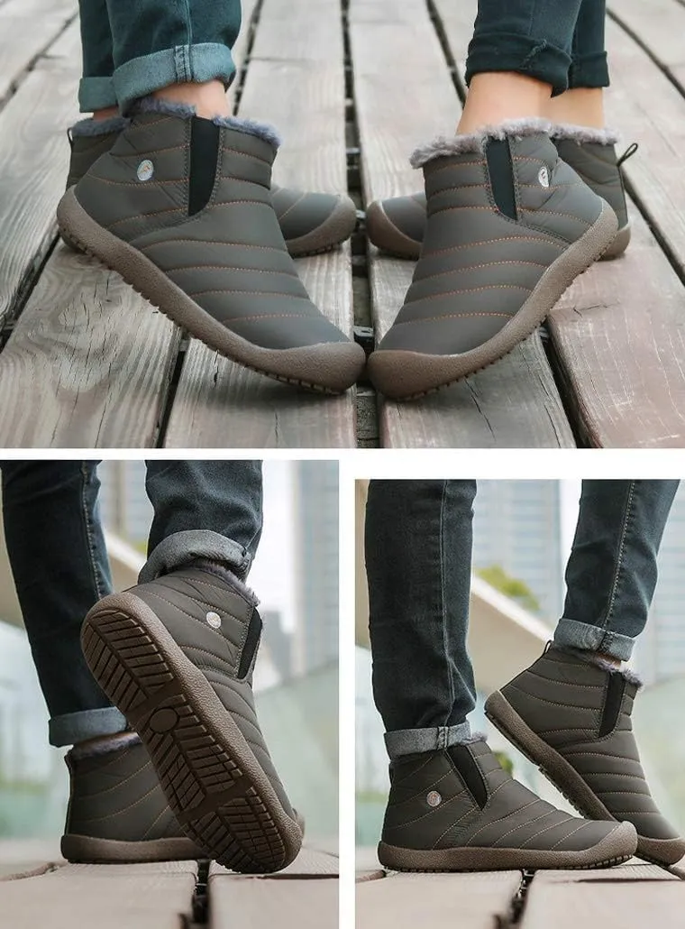 Eagsouni Womens Mens Snow Boots Winter Shoes Slip On Ankle Booties Anti-Slip Water Resistant Fully Fur Lined Outdoor Sneakers