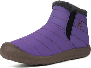 Eagsouni Womens Mens Snow Boots Winter Shoes Slip On Ankle Booties Anti-Slip Water Resistant Fully Fur Lined Outdoor Sneakers