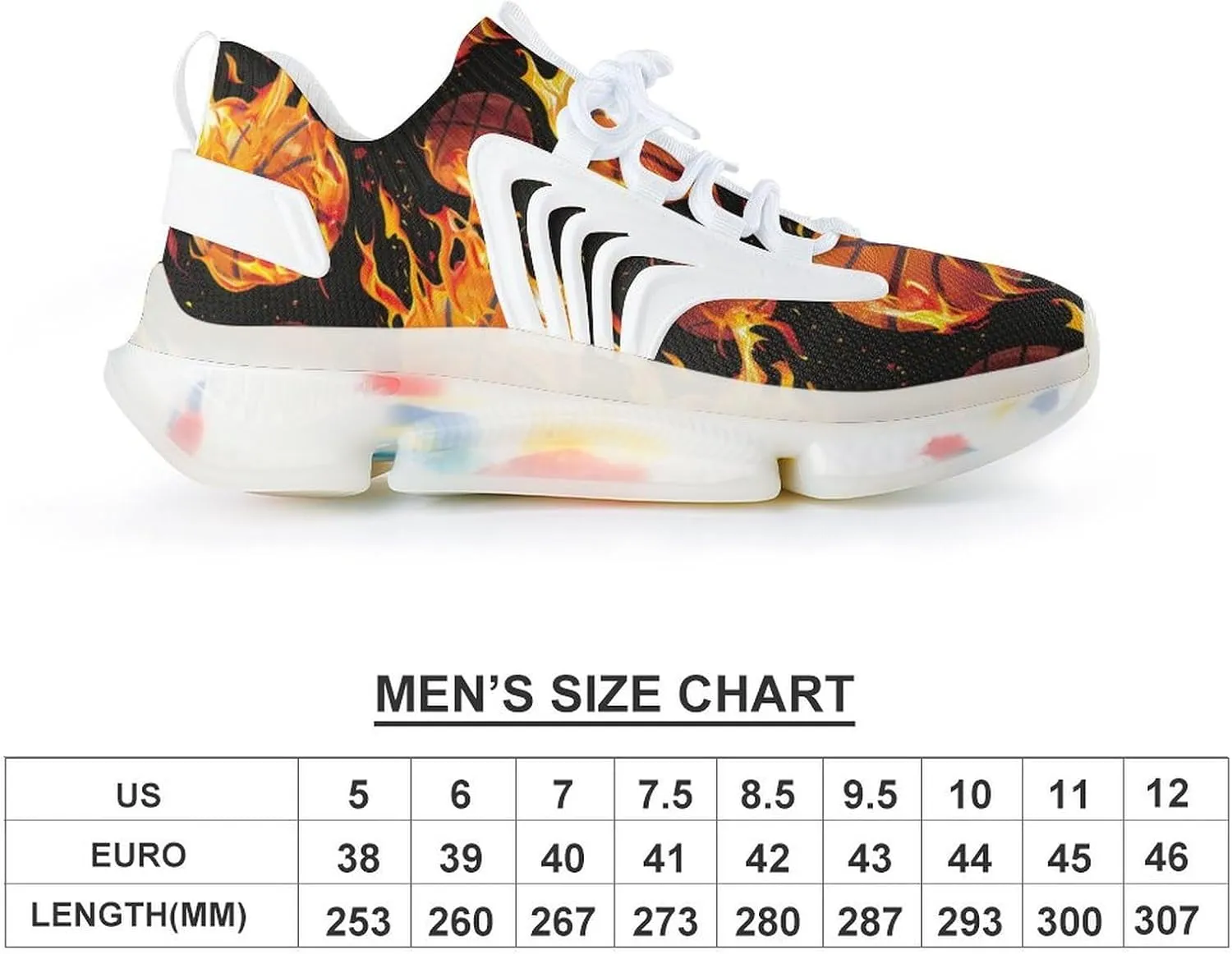 Flame Basketball Men's Running Shoes Lightweight Walking Shoe Breathable Sneaker