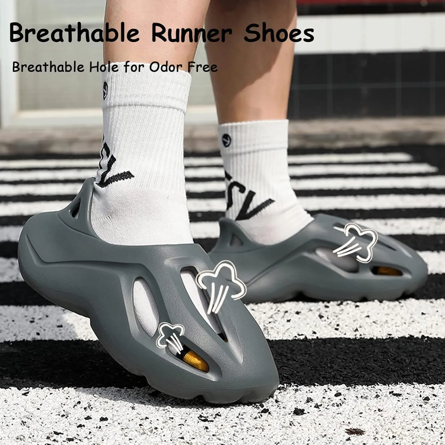 Foam Runner Shoes, Unisex Foam Runner Sneakers Pillow Cloud Shoes Non-Slip Lightweight Breathable Soft Fashion Sandals