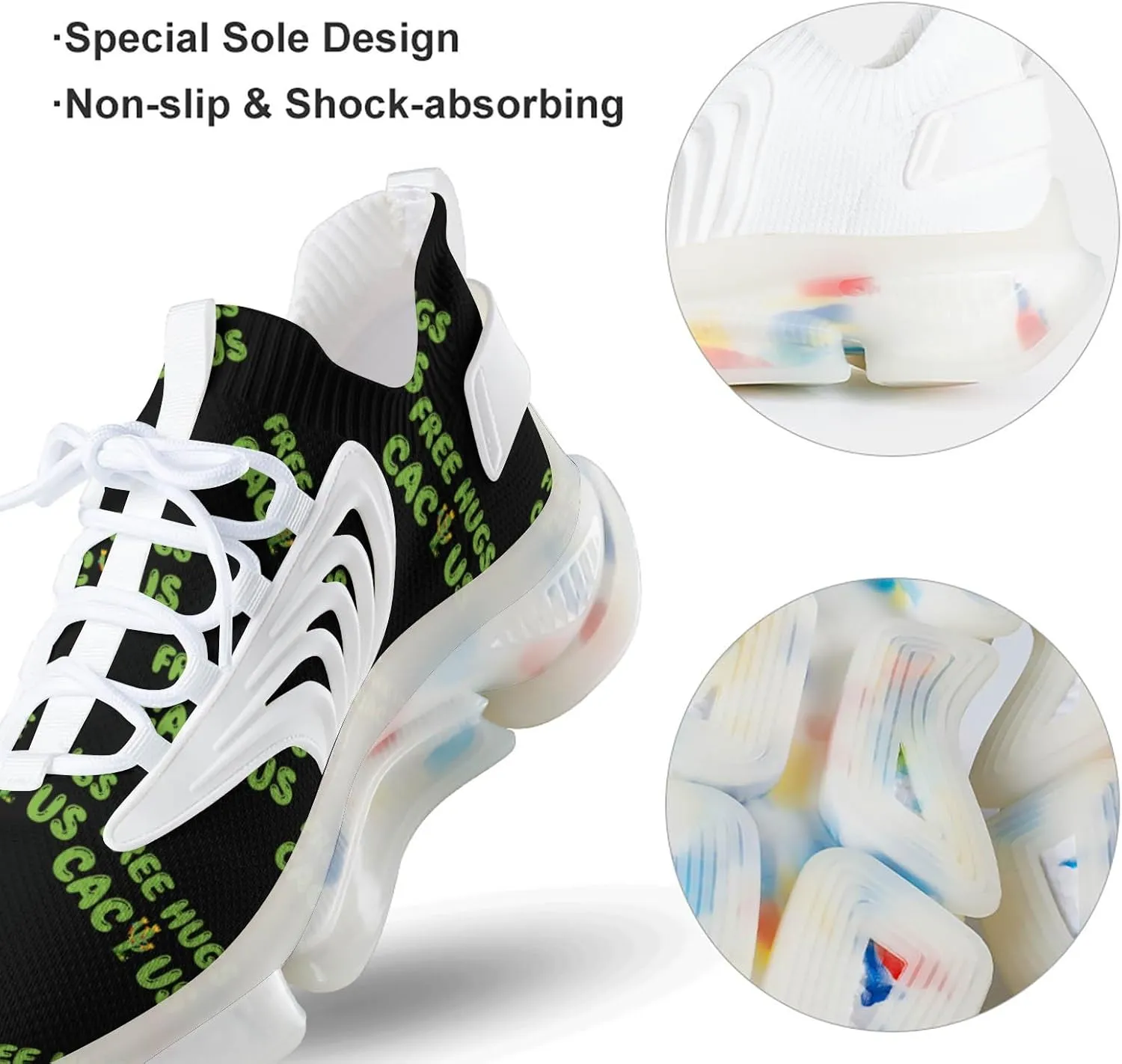 Free Hugs Cactus Men's Running Shoes Lightweight Walking Shoe Breathable Sneaker