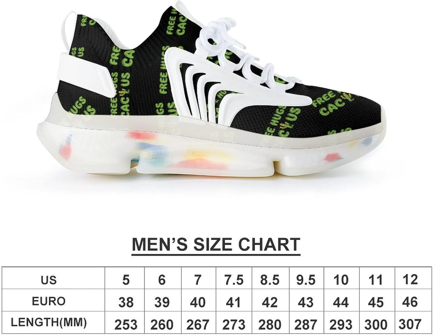 Free Hugs Cactus Men's Running Shoes Lightweight Walking Shoe Breathable Sneaker