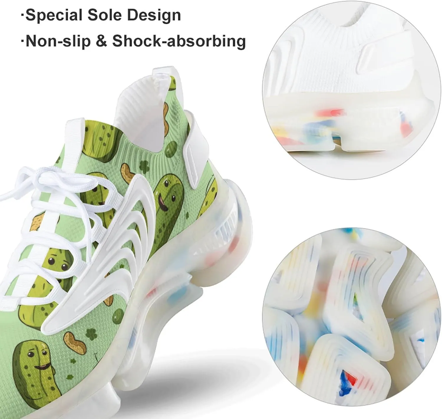 Funny Pickle and Peanut Men's Running Shoes Lightweight Walking Shoe Breathable Sneaker