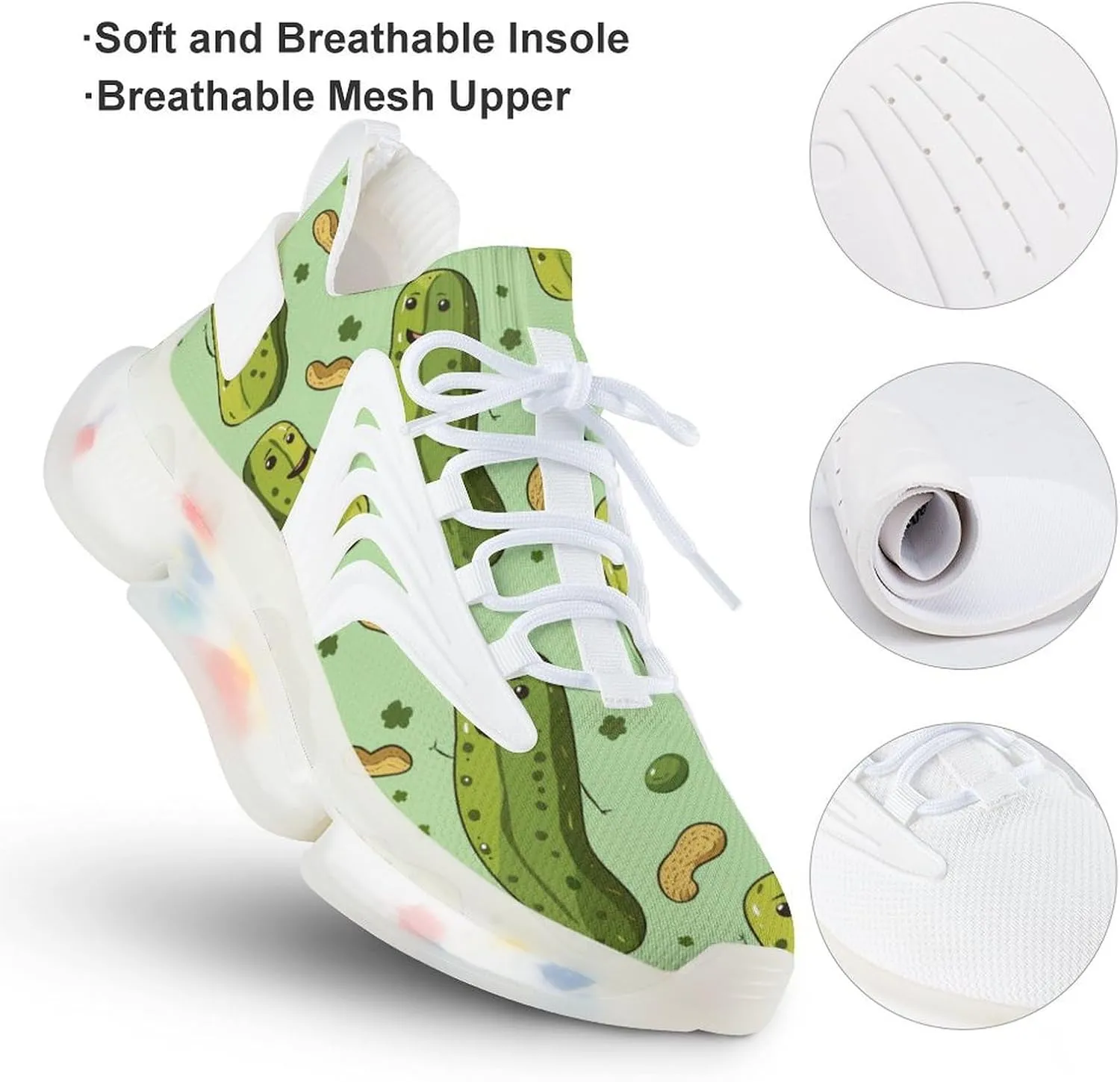 Funny Pickle and Peanut Men's Running Shoes Lightweight Walking Shoe Breathable Sneaker