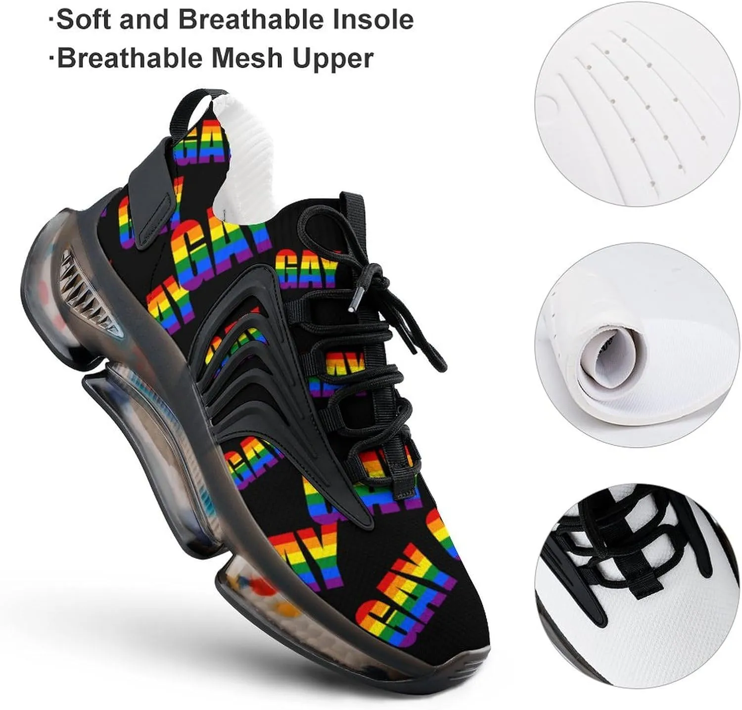 Gay Pride Rainbow LGBTQ Men's Running Shoes Lightweight Walking Shoe Breathable Sneaker