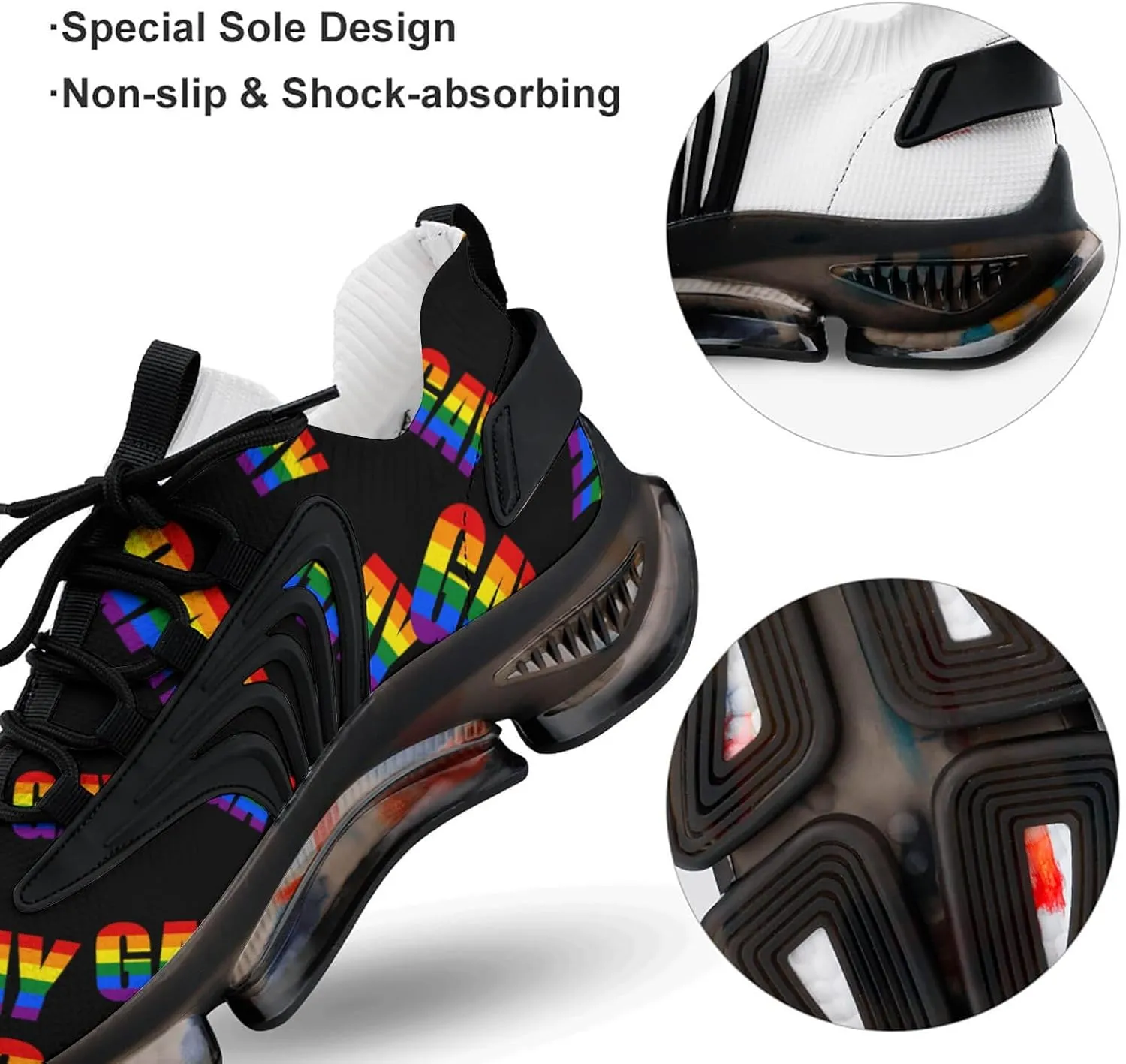 Gay Pride Rainbow LGBTQ Men's Running Shoes Lightweight Walking Shoe Breathable Sneaker