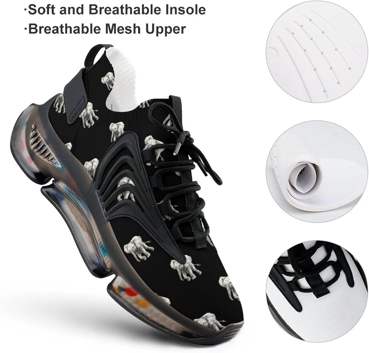 Happy Grey Elephant Men's Running Shoes Lightweight Walking Shoe Breathable Sneaker