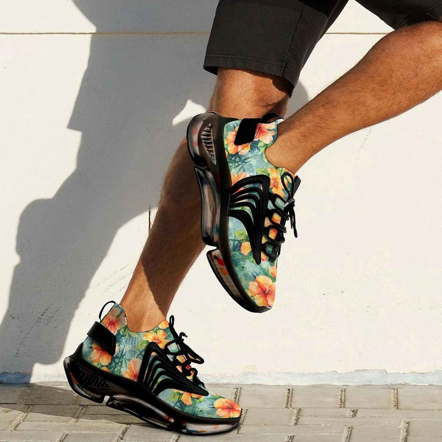 Hawaiian Flowers Watercolor Men's Running Shoes Lightweight Walking Shoe Breathable Sneaker