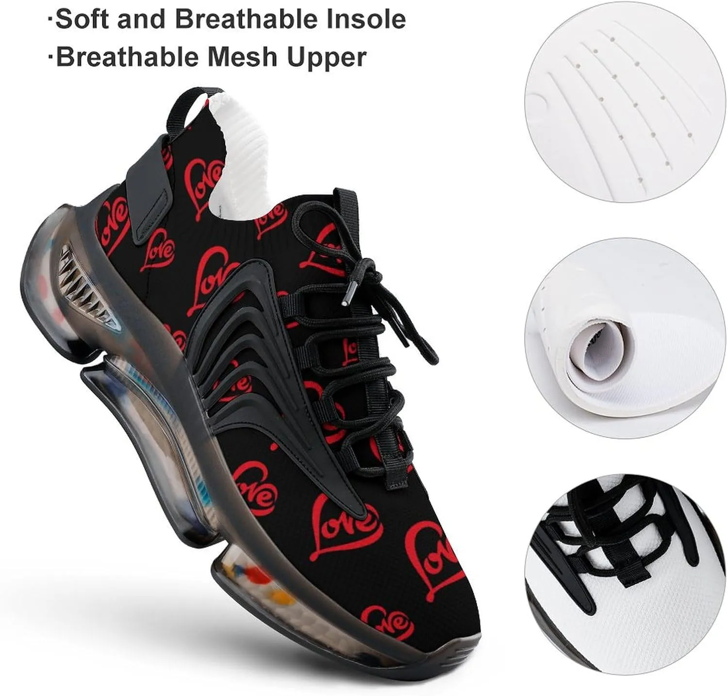 Heart Art Love Men's Running Shoes Lightweight Walking Shoe Breathable Sneaker