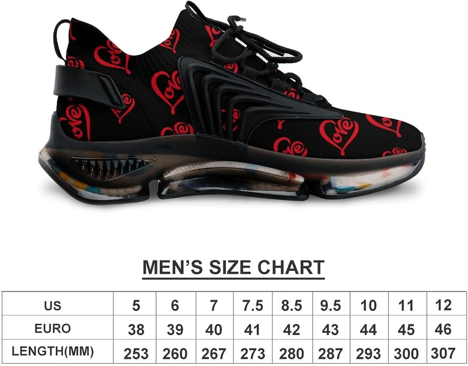Heart Art Love Men's Running Shoes Lightweight Walking Shoe Breathable Sneaker