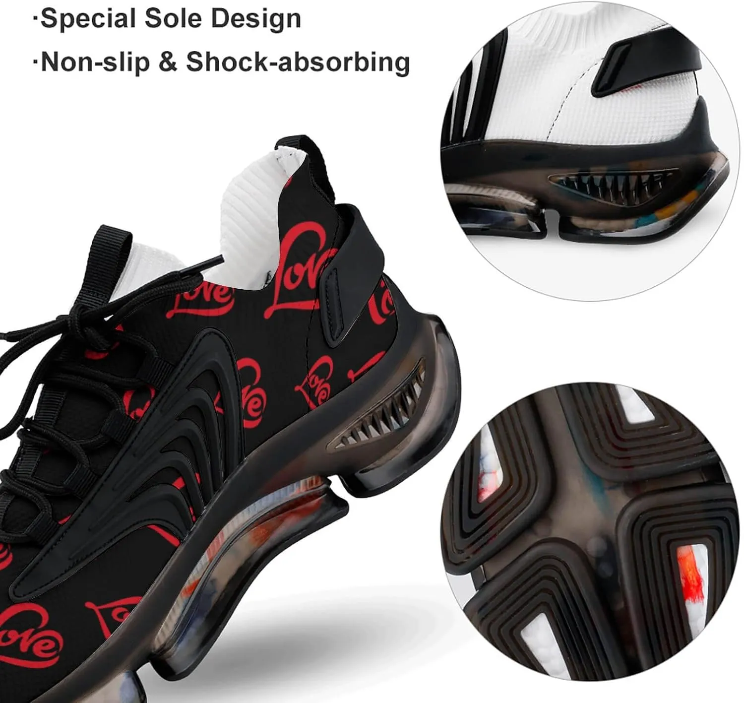 Heart Art Love Men's Running Shoes Lightweight Walking Shoe Breathable Sneaker