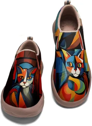 Hetios Women's Casual Shoes Comfort Soft Slip On Walking Travel Loafers Leather Painted Sneakers