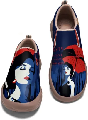 Hetios Women's Casual Shoes Comfort Soft Slip On Walking Travel Loafers Leather Painted Sneakers