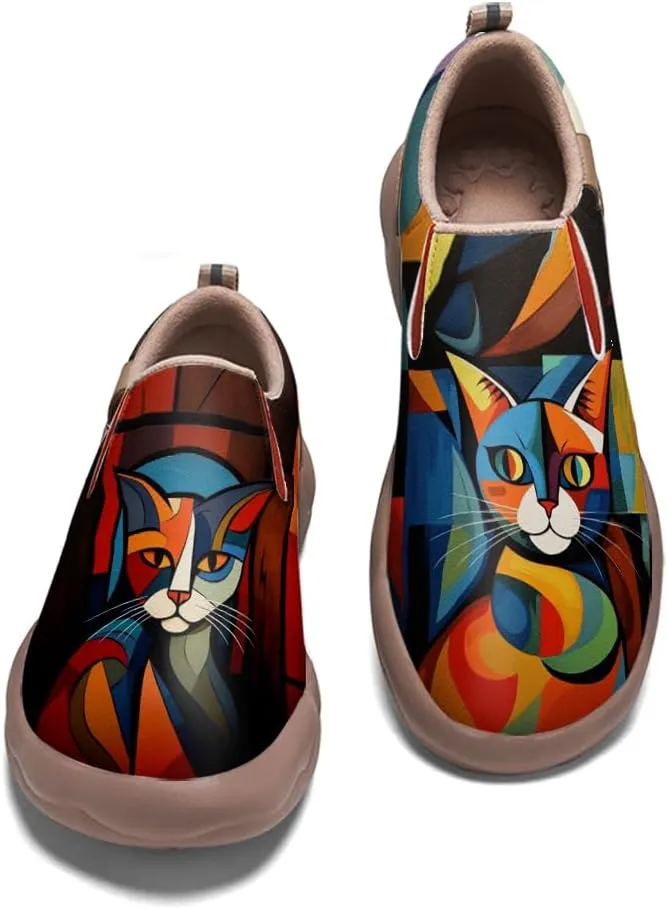 Hetios Women's Casual Shoes Comfort Soft Slip On Walking Travel Loafers Leather Painted Sneakers