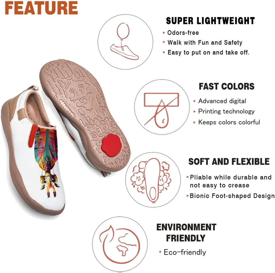 Hetios Women's Casual Shoes Comfort Soft Slip On Walking Travel Loafers Leather Painted Sneakers