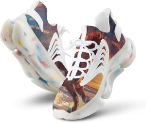 Horse Running On Beach Men's Running Shoes Lightweight Walking Shoe Breathable Sneaker