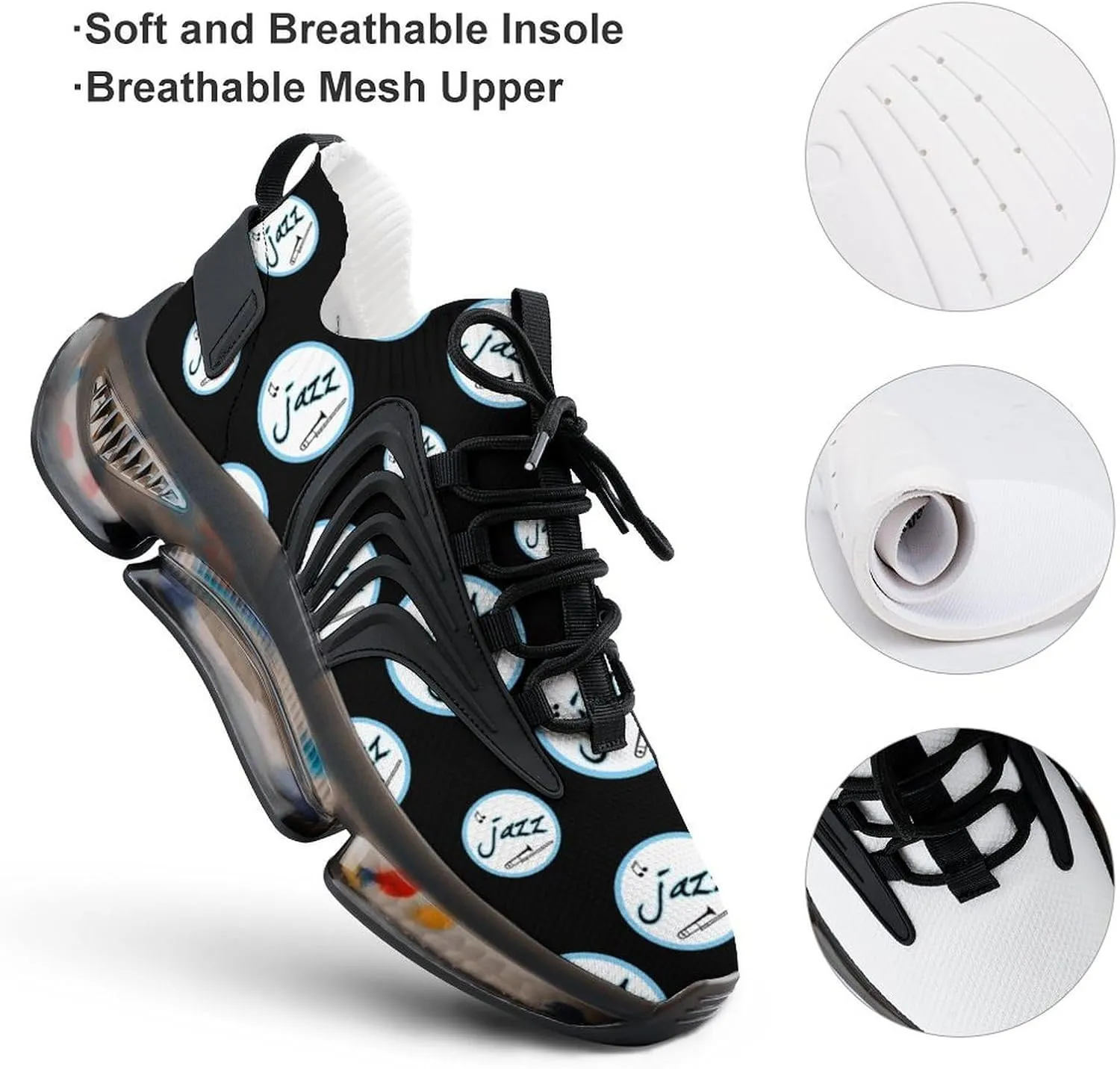 I Love Jazz Men's Running Shoes Lightweight Walking Shoe Breathable Sneaker