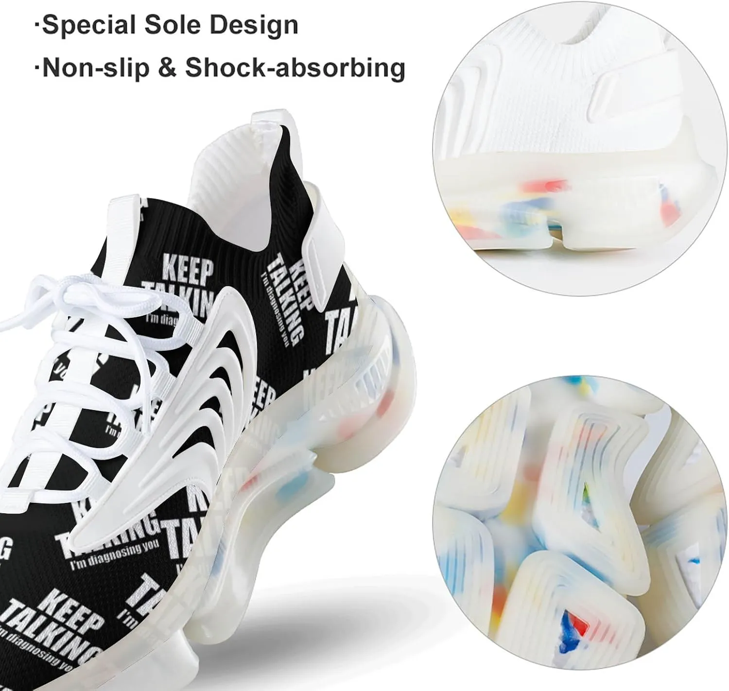 Keep Talking Diagnosing You Men's Running Shoes Lightweight Walking Shoe Breathable Sneaker