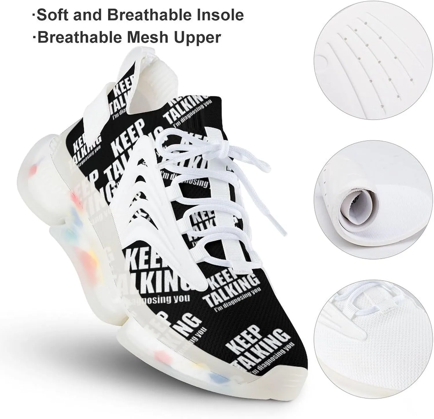 Keep Talking Diagnosing You Men's Running Shoes Lightweight Walking Shoe Breathable Sneaker