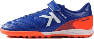 KELME Laceless Soccer Cleats Youth and Kids – Futsal or Turf Soccer Shoes for Boys/Girls – Indoor or Outdoor Hoop and Loop Football Boots (Blue/Orange, 1.5)