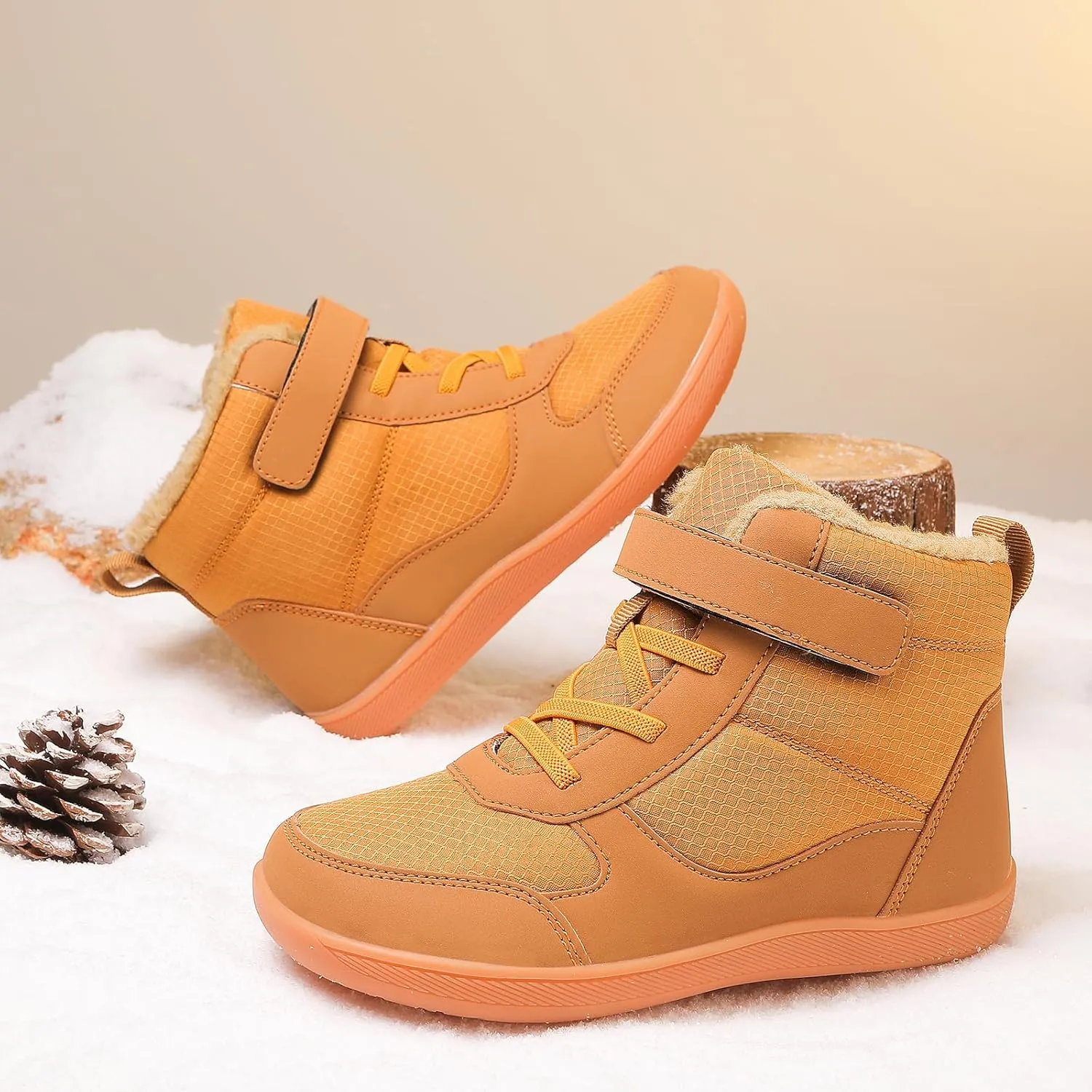 Kids Barefoot Snow Boots for Winter: Minimalist Zero Drop - Wide Toe Box Hiking Boots for Toddler/Boys/Girls