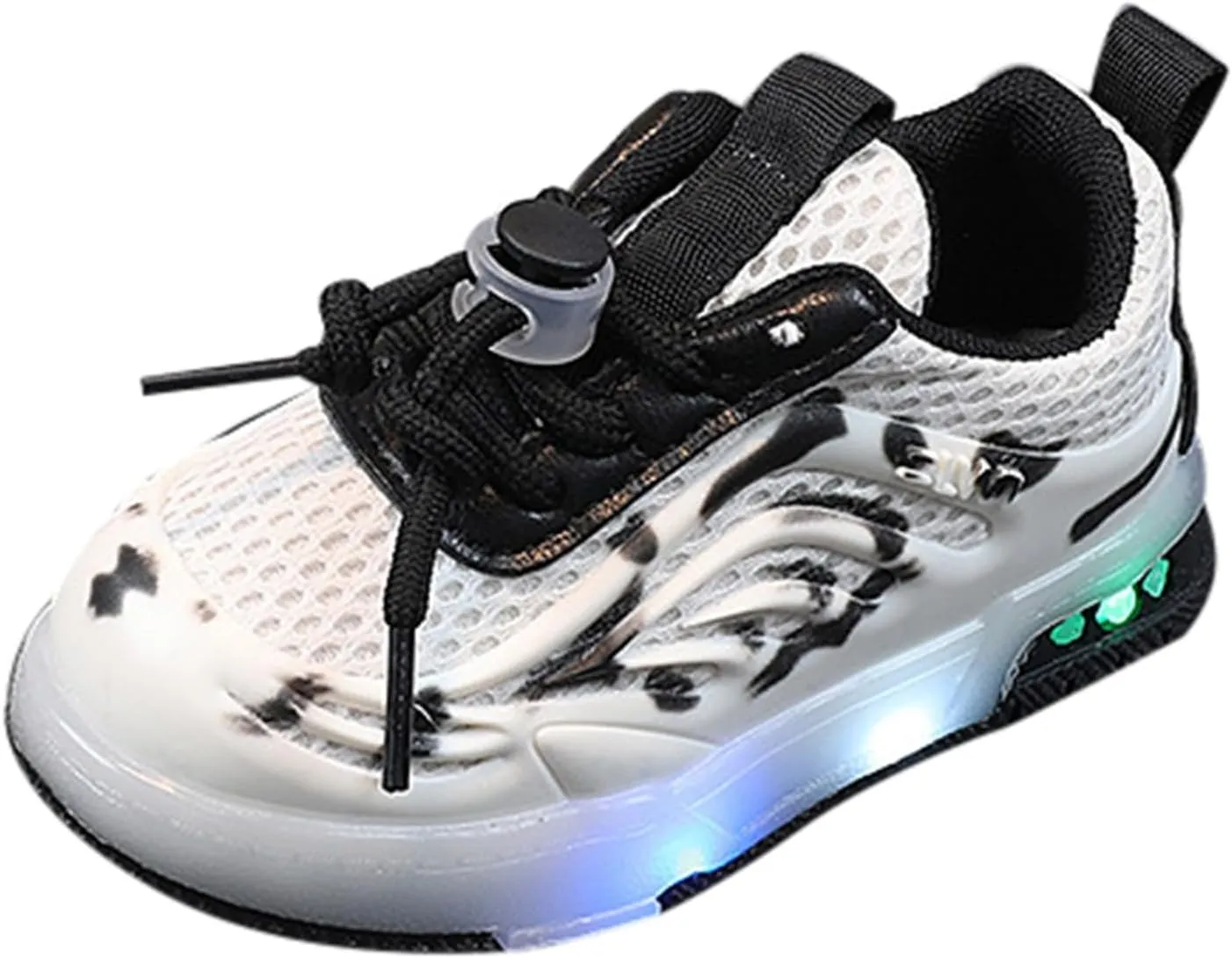 Kids Light Up Flat Sneakers Walking Running Breathable Shoes Children's Fashion Mesh Breathable Squeaky Flat Shoes