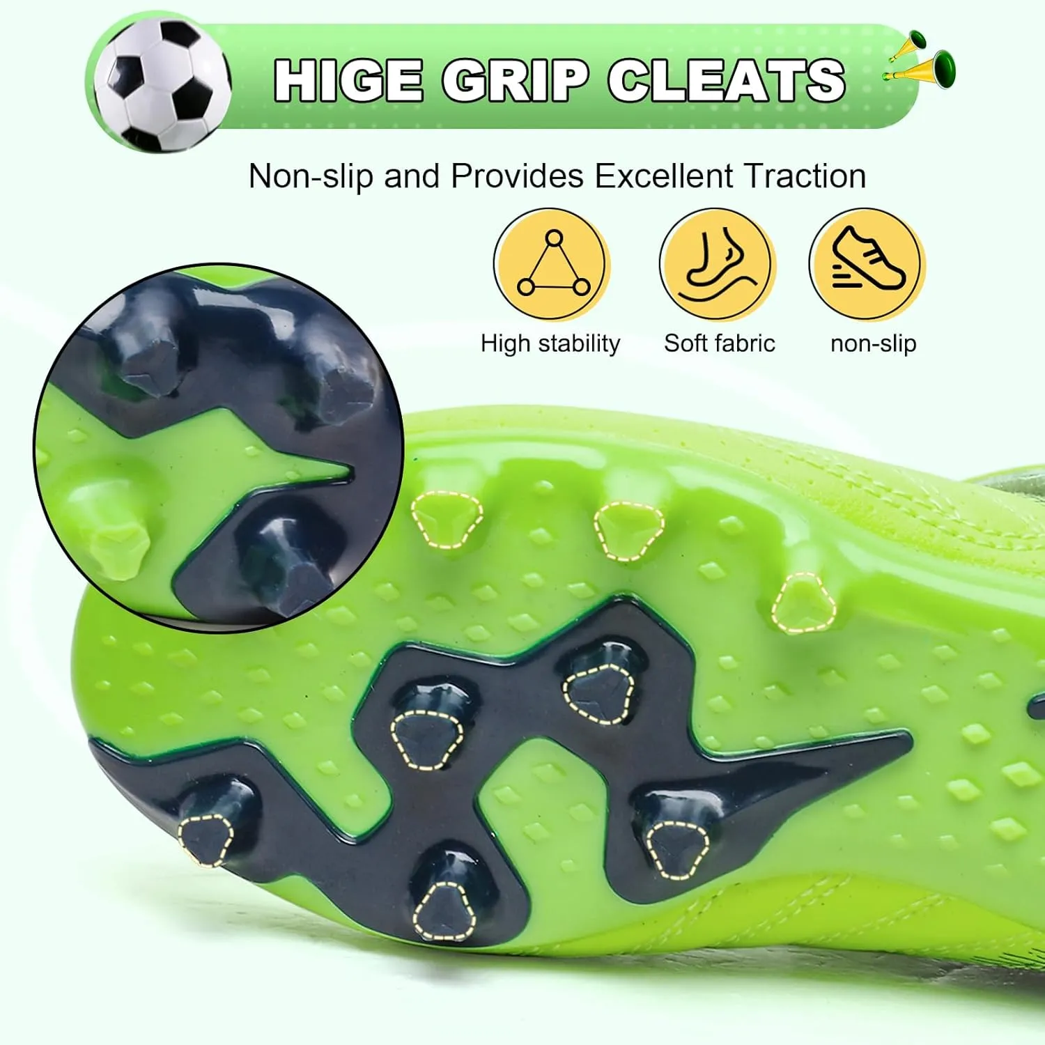Kids Soccer Cleats Boys Girls Athletic Outdoor Firm Ground Youth Football Shoes(Little Kid/Big Kid)
