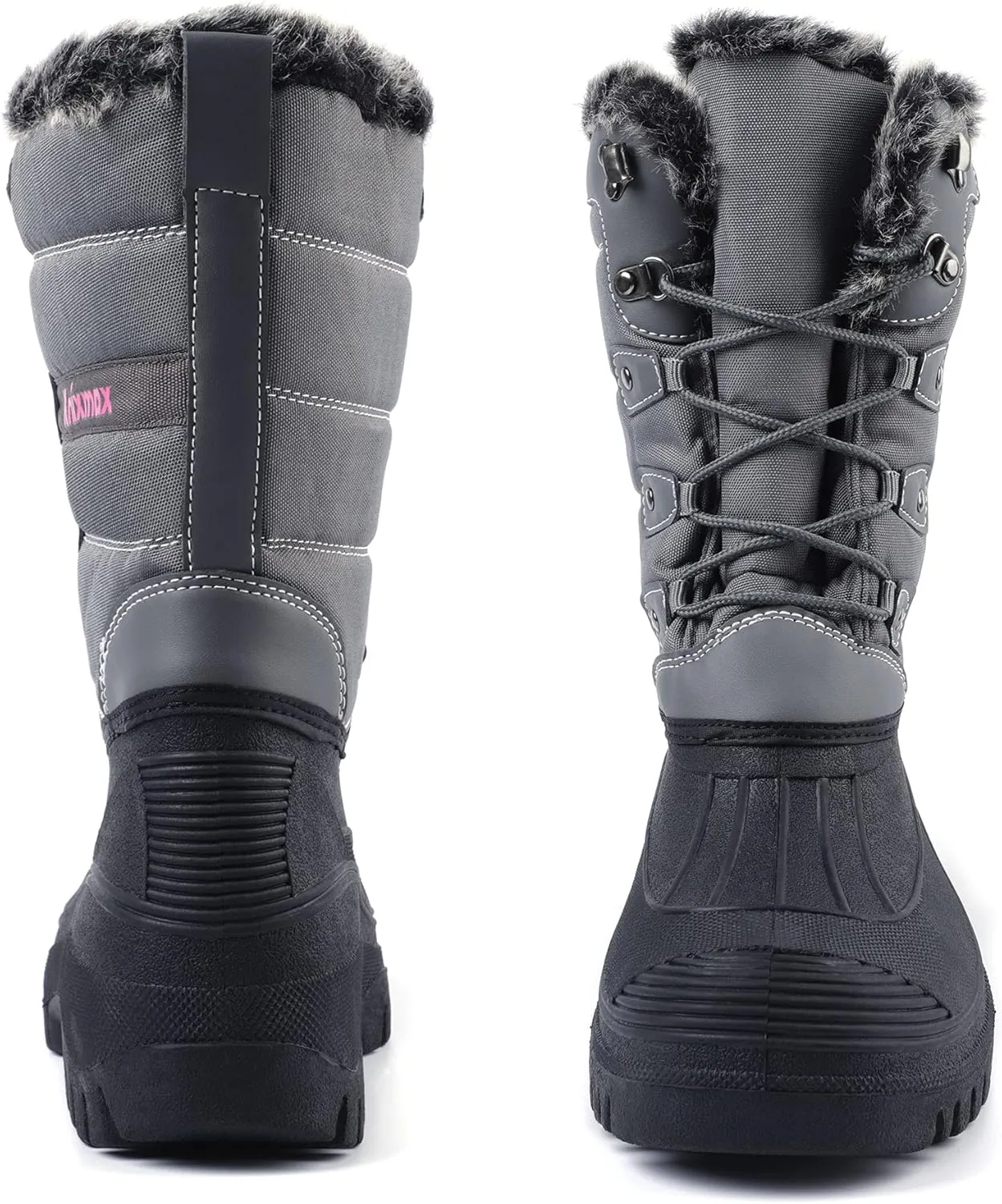 Knixmax Women's Winter Snow Boots Waterproof Mid Calf Booties Fur Lined Warm Outdoor Insulated Mucker Yard Skiing Hiking Boots