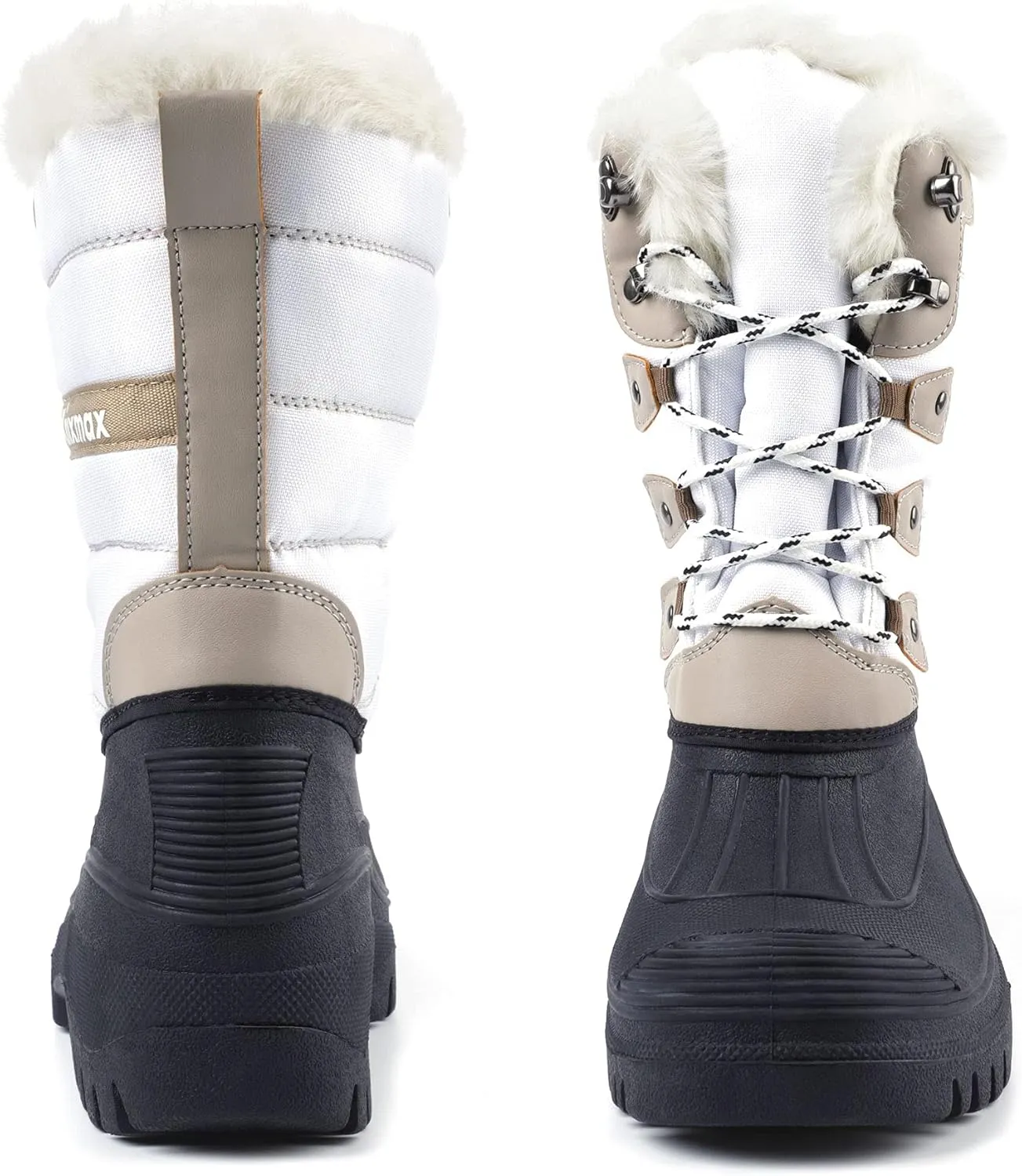 Knixmax Women's Winter Snow Boots Waterproof Mid Calf Booties Fur Lined Warm Outdoor Insulated Mucker Yard Skiing Hiking Boots