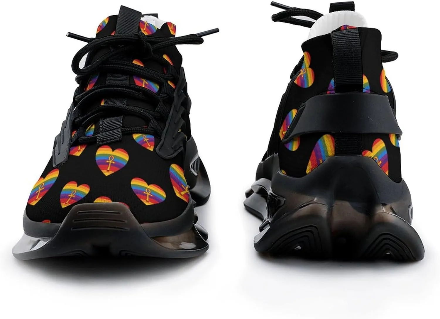 LGBT Rainbow Heart Ankh Symbol Men's Running Shoes Lightweight Walking Shoe Breathable Sneaker