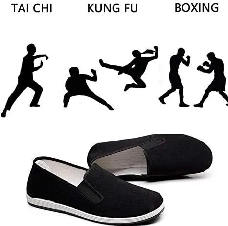 Martial Art Kung Fu Tai Chi Cotton Sole Canvas Chinese Traditional Shoes (Black, Adult, Men, 9.5, Numeric, US Footwear Size System, Medium)