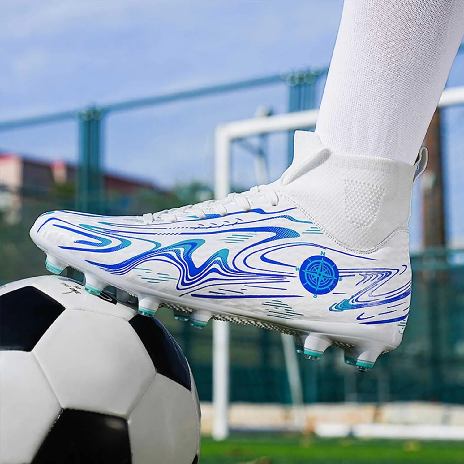 MEBAMY Kids Soccer Cleats Spikes Indoor: Comfortable High Ankle AG Youth Football Cleats Training Sneaker