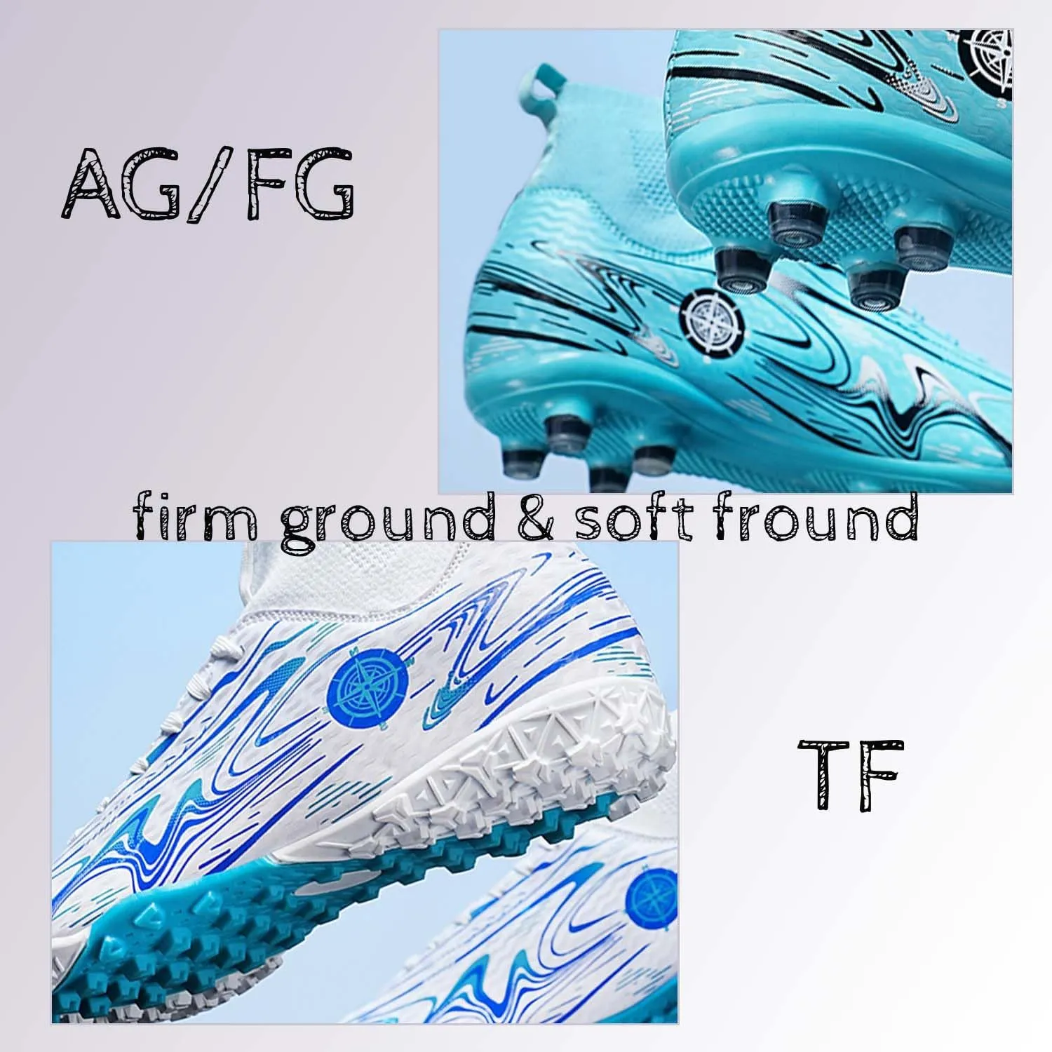 MEBAMY Kids Soccer Cleats Spikes Indoor: Comfortable High Ankle AG Youth Football Cleats Training Sneaker