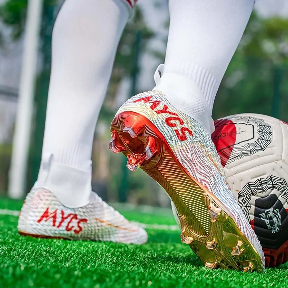 MEBAMY Men's Soccer Shoes Cleats Professional High Top Breathable Athletic Football Boots Outdoor Indoor Turf Field Professional Spikes Game Training Athletic for Boys Soccer Cleats