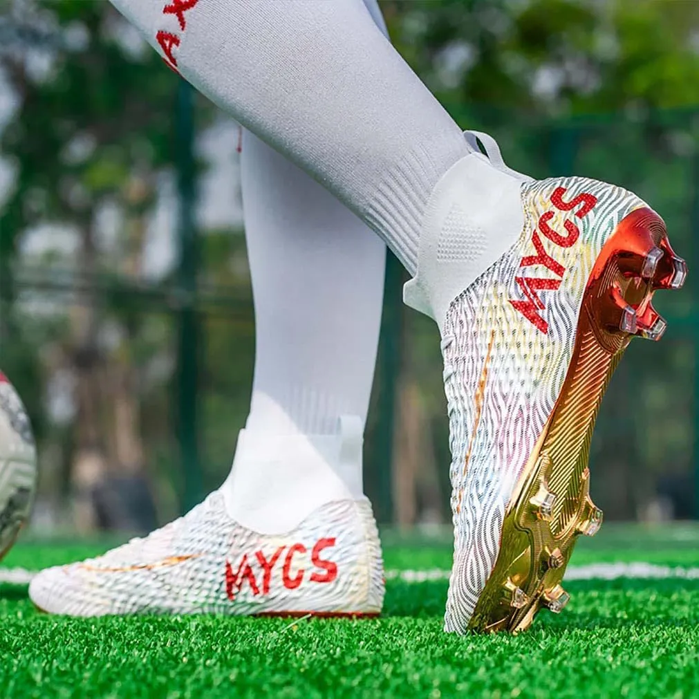 MEBAMY Men's Soccer Shoes Cleats Professional High Top Breathable Athletic Football Boots Outdoor Indoor Turf Field Professional Spikes Game Training Athletic for Boys Soccer Cleats