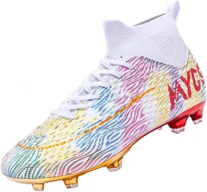 MEBAMY Men's Soccer Shoes Cleats Professional High Top Breathable Athletic Football Boots Outdoor Indoor Turf Field Professional Spikes Game Training Athletic for Boys Soccer Cleats