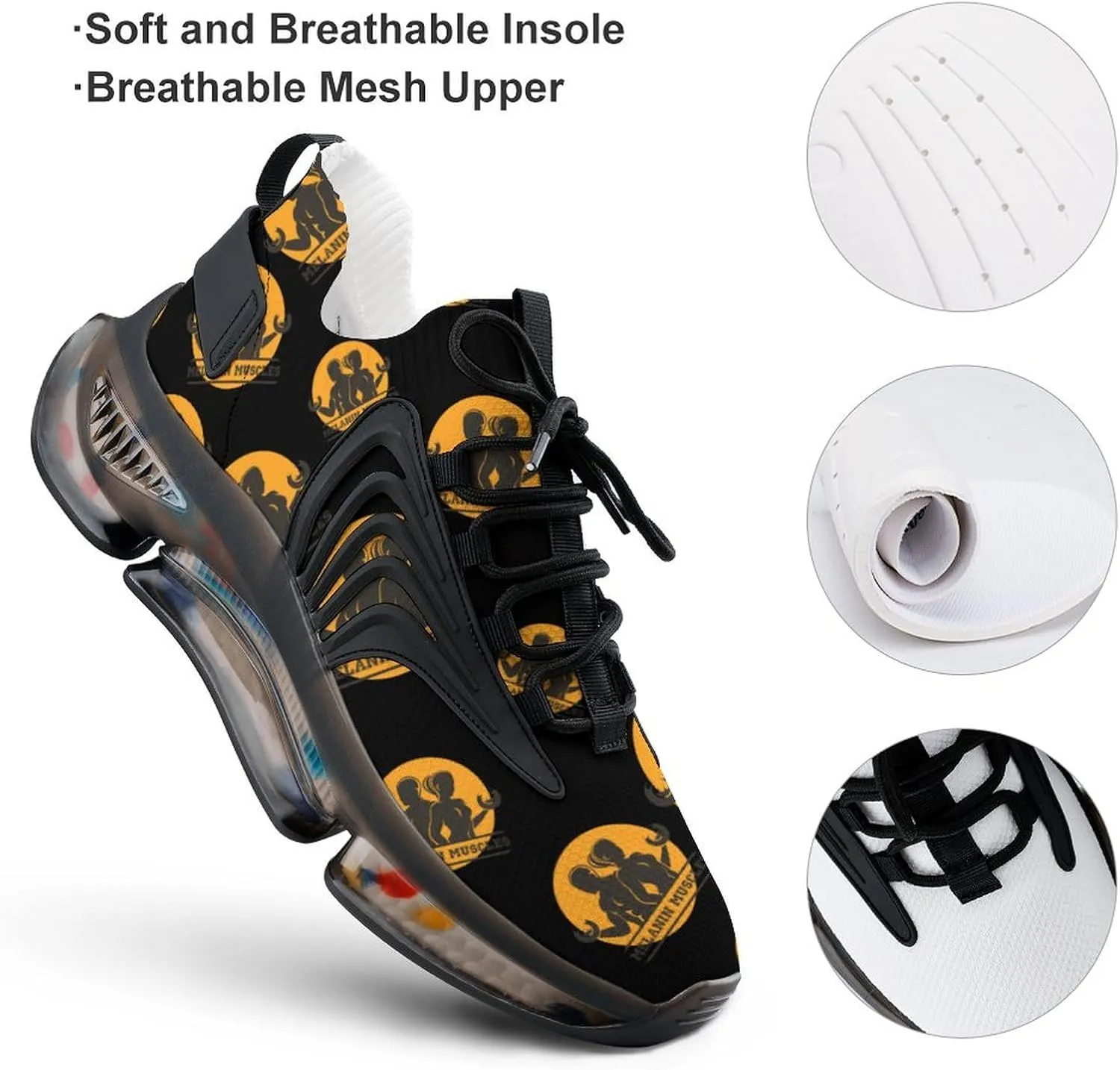 Melanin and Muscles Men's Running Shoes Lightweight Walking Shoe Breathable Sneaker
